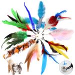 Kemowi 10 Pcs Cat Toys, Interactive Cat Feather Toy For Indoor Cats Adult Kitten, Cat Teaser Toys Refills For Cat Wand Toys, Colorful Replacement Feathers With Bell