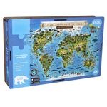 EXERZ 100pcs Wooden Puzzles A3 (41x29cm), Featuring “Flora & Fauna”, Wooden Jigsaws World Map Interactive AR feature with free iOS App