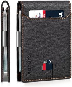 RUNBOX Slim Wallets for Men - Leather Money Clip Mens Wallet - RFID Blocking Front Pocket Bifold Wallet - Thin Credit Card Holder with Gift Box