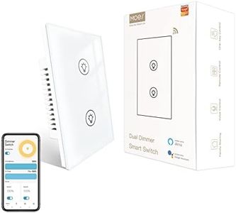 MOES Dual Dimmer Switch, Double Dimmer Switch for LED Lights, Full Range Dimming, WiFi Smart Light Switch Neutral Wire Required, Single Pole, 300W INC, 75W LED/CFL, Smart Life/Tuya APP Remote Control