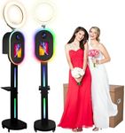 ZLPOWER Photo Booth for iPad 10.2" 10.9" 11" 12.9" 13" for Camera Dualuse Selfie Station APP Control RGB Ring Light Music Sync Light Box Photobooth Machine with Honeycomb Box for Rental Events