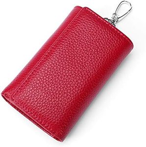 RuoFeng Keychain Key Holder Ring with 6 Hooks Snap Closure (Rose red)
