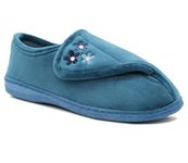 Dr Keller Womens Lightweight Faux Fur Wide Opening Touch Fasten Diabetic Orthopaedic Slippers (Blue, UK Footwear Size System, Adult, Women, Numeric, Medium, 7)