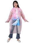 Dressify® Kids Full Sleeves Hooded RainCoat (Frozen Princes Design), Waterproof Raincoat for Girls Pink Color 7-8 Year Kids