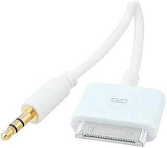 Stereo AUX 3.5mm Input to 30-Pin Male Dock Connector Cable Adapter (White)