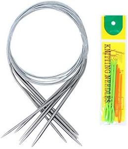 KnitPal 47-inch (120cm) Metal Circular Knitting Needles Set - Magic Loop Knitting Needles with Extra Long Fixed Cable - 5 US Sizes: 4/3.25mm, 5/3.75mm, 6/4mm, 7/4.5mm, 8/5mm - Free Patterns