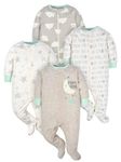 Gerber Baby Girl's Cotton Plain/Solid Sleepsuit Pack of 4 (23831416AN010/3-271-0-3 MS_Beige_0-3 Months)