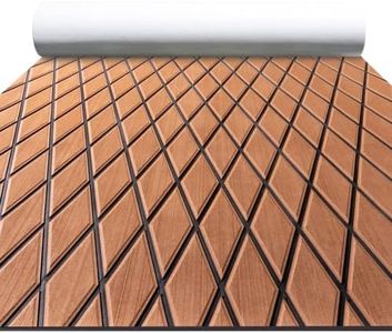 FOCEAN Boat Flooring EVA Foam Boat Decking Marine Mat Non-Slip Self-Adhesive Flooring Sheet for Motorboat Kayak Surfboard Garden Floor Swimming Pools, 94.5''x 47.2'', Brown with Black Lines