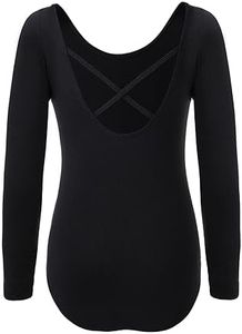 EASTBUDDY Girls Ballet Leotard for Dance Toddler Gymnastics Leotards Long Sleeve Bodysuit Outfits 8-10 Years Black