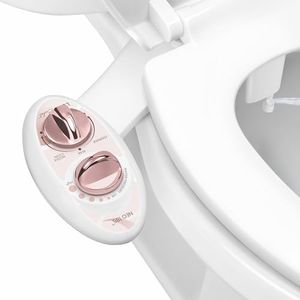 LUXE Bidet NEO 185 - Dual Nozzle, Self-Cleaning, Non-Electric Bidet Attachment for Toilet Seat, Adjustable Water Pressure, Rear & Feminine Wash (Rose Gold)