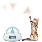 Suhaco 3 IN 1 Cat Interactive Toys for Indoor Cats Swing Feather Wand Kitten Toy with Catnip Ball, Cat Track Toy Included Bell Ball for Boredom Self Play Fun Cat Toys with Ping-Pong Replacement Blue