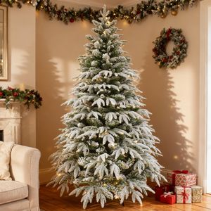 10ft Pre-Lit Snow Flocked Christmas Tree – Holiday Decor