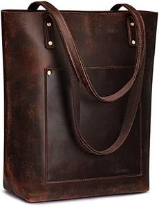 S-ZONE Women Vintage Genuine Leather Tote Bag Large Shoulder Purse Work Handbag