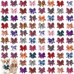 Segarty Dog Bow Ties, 80pcs Bowtie Collars for Small Medium Dog, Comfortable Adjustable Cats Neck Bow Tie Large Puppy Cute Neckties Pet Grooming Accessories for Summer Birthday Wedding