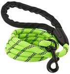 Strong Dog Leash, Reflective Rope, Chew Resistant Paracord for Medium and Large Dogs, Durable Metal Clasp, Attaches to Pet Collar (6 Foot, Green)