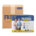 Friends Premium Adult Diapers Pant Style - 60 Count - XL -with odour lock and Anti-Bacterial Absorbent Core- Waist Size 30-56 Inch ; 76-142cm