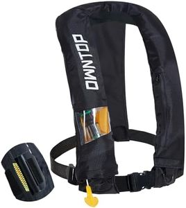 Owntop Automatic/Manual Inflatable Vest, Manual Convertible Option, Low Profile, Zipper Closure, Inflatable Fishing Jacket for Kayaking, Boating and Fishing, 24g CO2 Cylinder Included