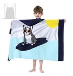 Athaelay Premium Cotton Hooded Towel for Kids | Ultra Soft and Extra Large 50"x30" | Bath Beach Pool Towel with Hood for Age 3 to 12 Boys Girls with Drawstring Bag (Bulldog)