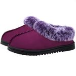 UBXRIN Womens Fuzzy Memory Foam Slippers Boots Cozy Faux Fur House Shoes Indoor Outdoor Rubber Sole Anti-Skid, Purple, 7-8