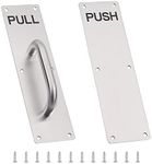 GINZER Stainless Steel Door Handle, Aluminum Alloy Pull and Push Plate Commercial Silver Heavy Duty Sliding Door Handle with Screws,300 X 80 mm