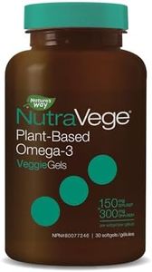 Nature's Way NutraVege Plant-Based Omega-3 VeggieGels – Vegan-Friendly Omega-3 Supplement with 300mg DHA + 150mg EPA – Fresh Mint Flavour – Support Heart, Eyes and Brain Function in Adults, 30 Softgels