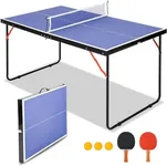 Foldable Table Tennis Table Portable Ping Pong Table with Net & 2 Paddles & 3 Balls,Portable Ping Pong Family Game Tables for Outdoor Indoor,54 x 30 x 27 inch