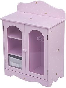 Olivia's Little World - Twinkle Stars Princess 18 inch Doll Wooden Closet with 3 Hangers, Fits American Girls, Our Generation Dolls, Doll Furniture, Accessories and Clothes Storage - Purple