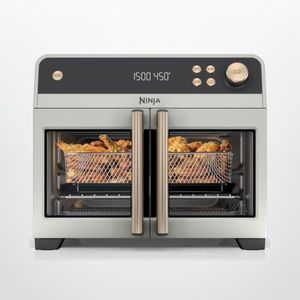 Ninja French Door Premier Air Fry Oven, Amazon Exclusive Bone & Champagne | 450F cyclonic air, PFAS-free surface, Air fry, sear crisp, bake, broil, toast, dehydrate, FO101WH1