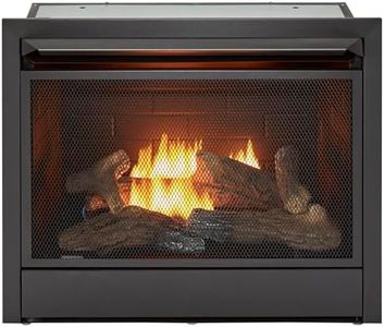 Duluth Forge Dual Fuel Ventless Gas Fireplace Insert, Thermostat Control, 5 Fire Logs, Use with Natural Gas or Liquid Propane, 26000 BTU, Heats up to 1350 Sq. Ft., Black
