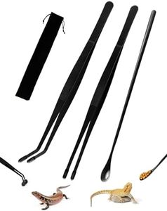 MaviyTxen 3PCS Reptile Feeding Tongs with Rubber Tips, 11.8-inch Stainless Steel Reptile Tongs and Spoon Long Feeding Tweezers for Turtles, Bearded Dragons, Geckos, Tree Frog, Tank Accessories