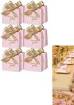 24 Pack Thank You Gift Bags with Gold Bow Ribbon Pink Patterned Paper Party Favor Treat Boxes for Wedding Baby Showers and Business Events Bulk Gift Bags for Party Supplies