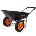 VonHaus 78L Wheelbarrow – 100kg Heavy Duty Garden Dump Cart with Dual Pneumatic Tyres – Durable Plastic Tray, Steel Frame & Soft Grip Handle – Multi-Use for Tools, Bricks, Plants, Waste & Transport