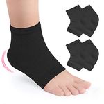 Hilph Moisturizing Socks, Gel Heel Socks for Dry Cracked Heels 2 Pair- Ventilate Gel Spa Socks to Heal and Treat Dry, Open Toe Socks, Gel Toeless Socks for Women & Mens Cracked Heel (Black)