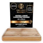 Deer & Oak Extra Large Chopping Board - Premium Bamboo Butcher's Block 40 x 30 x 4cm Extra Thick, Wooden Cutting Board for Kitchen, Heavy Duty Meat Chopping Board