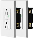 NineLeaf 2 Pack 15Amp GFCI Outlet Receptacles,Weather-Resistant(WR) with LED Indicator, Decorative Wall Plates and Screws Included, ETL Certified, White
