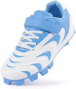 CAMVAVSR Unisex-Child Baseball Cleats Kids Softball Shoes for Boys Girls Rubber Molded Little Children Big Youth Sneakers Easy to Wear Sports Footwear Blue Size 4