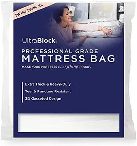 Ultrablock Mattress Bags for Moving or Storage – 6 Mil Reusable Plastic Cover, Tear and Puncture Resistant, Non-Slip Grip, Extra Thick Twin Size Bag – Moving Supplies