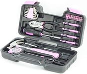 Pink Tool Kit Ladies Pink Tool Set for Women with Pink Tools in Tool Box Carry Case 38pcs Hand Tools Include Pink Hammer, Pink Pliers, Pink Screwdrivers and More