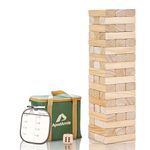 ApudArmis 54 PCS Tumble Timber Set [Stack to 3FT], Pine Wooden Tumble Tower Game with Dice and Scoreboard Set - Classic Block Stacking Board Game for Kids Children Teenagers