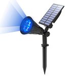 T-SUN LED Solar Spotlights,4 LEDs Waterproof Solar Powered Security Garden Lights,Auto-on at Night/Auto-Off by Day, 180 Angle Adjustable for Patio,Tree,Deck,Outdoor.