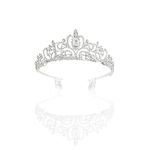 TSHAOUN Tiara with Comb Women Princess Headband Gift for Costume Wedding Crown Girls Crystal Tiara Princess Costume Crown Headband Bridal Wedding Handmade Hair Accessories Lady Queen Present (Silver)