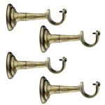 Rkoing® Elegant Antique Finish Curtain Support for Bracket Parda Holder Window Rod Support Fittings (Pack of 4, Gold)