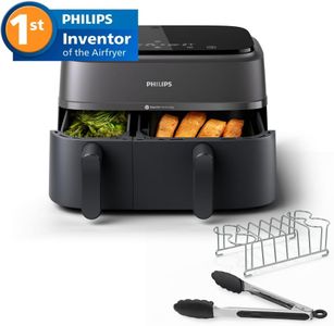 Philips Dual Basket Airfryer 3000 Series, 9L – 2 Drawer, Rapid Air, Breakfast Kit