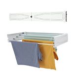 homeart Wall Mounted Clothes Drying Rack | 75 cm Retractable Laundry Clothes Airer | Collapsible Folding Washing Line Clothes Dryer, Indoor & Outdoor, Compact Patterned Design 20 kg Capacity, White