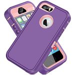 ACAGET for iPhone 5S Case, iPhone SE 2016, iPhone 5 Case Heavy Duty Protective Armor Shock-Absorbing Dual Layer Rubber TPU + PC Cover Non-Slip Bumper Phone Cases for iPhone 5S/SE/5 (Light Purple/Pink)