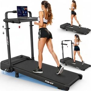 Walking Pad Laufband für Zuhause Klappbar - Walking Pad mit Steigung 9%, 8 in 1 Schreibtisch Laufband mit verstellbarem Handlauf, 3.5 PS Leise Treadmill für Home Office & Büro, bis 150 kg, Schwarz