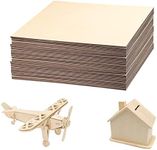 24 Pieces Balsa Unfinished Wood Panels for Crafts Wood Squares Unfinished Wood Pieces Rectangle for DIY Projects Wooden House Aircraft Ship Architectural Models Painting （10 x 10 Inch）