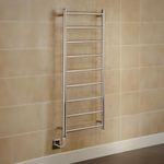 Manissa Selby Electric Stainless Steel Towel Rail Heated Towel Warmer Mirror Polished Finish (500mm W x 1000mm H)