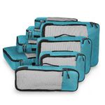FATMUG Packing Cubes Travel Pouch Bag Organiser Set of 8 (2 x Large-Medium-Small-Slim) - Sky Blue Polyester