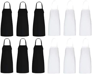 WHOLE HOUSEWARES 30"x34" Kitchen Bib Aprons 12 Pack(White 6pcs/Black 6pcs) Professional Aprons for Cooking, Baking, Painting, Crafting, Drawing, Gardening, BBQ